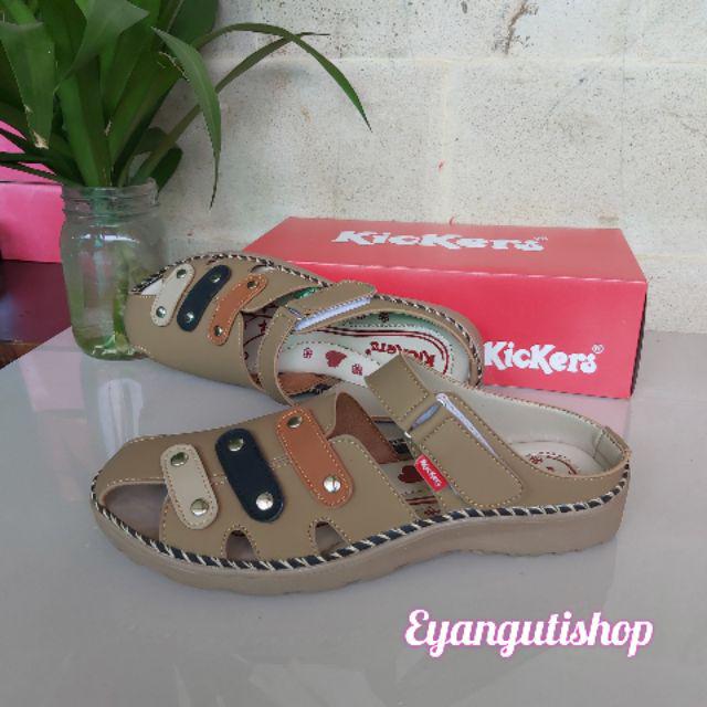 SL.62 Sandal kickers wanita model terbaru 2022 / Sandal Kickers kasual  / Kickers sandal tutong wanita / sandal Kickers kulit / sandal slop Kickers-Kps