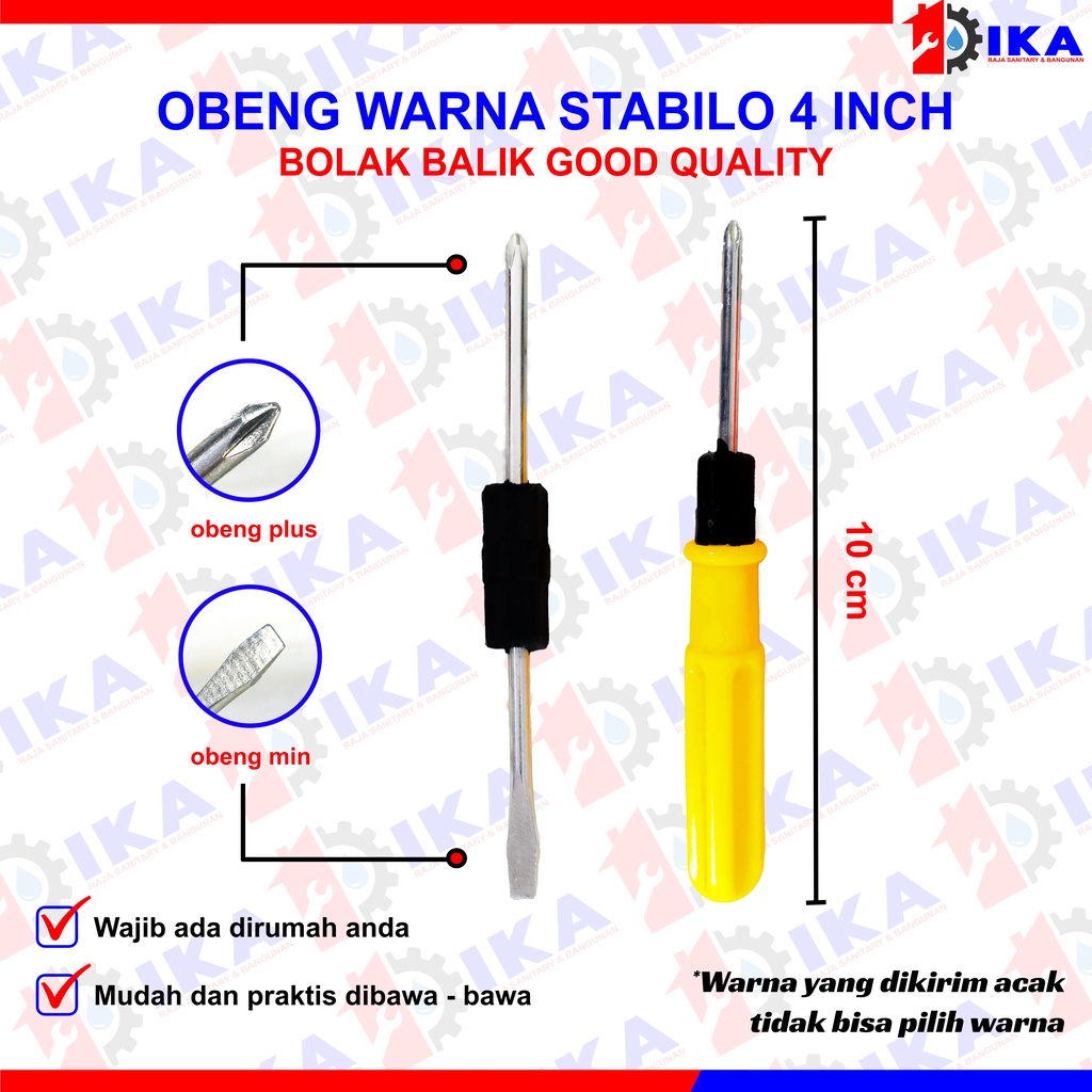 Obeng Bolak Balik MAJESTY 4&quot; Kuning - Obeng BB 6x100mm SD-K364 - Obeng 2 Mata Plus Min 2 Way Screwdriver