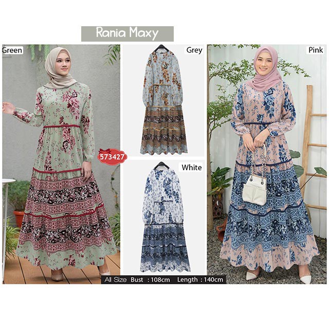 GAMIS ORI EXTU >> RANIA /  KIRANIA MAXY Matt Linen Print Kombi Moscrepe, Ori extu, Busui SletiNG