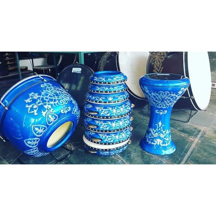 Hadroh Rebana Jepara Warna Biru Ukir Silver