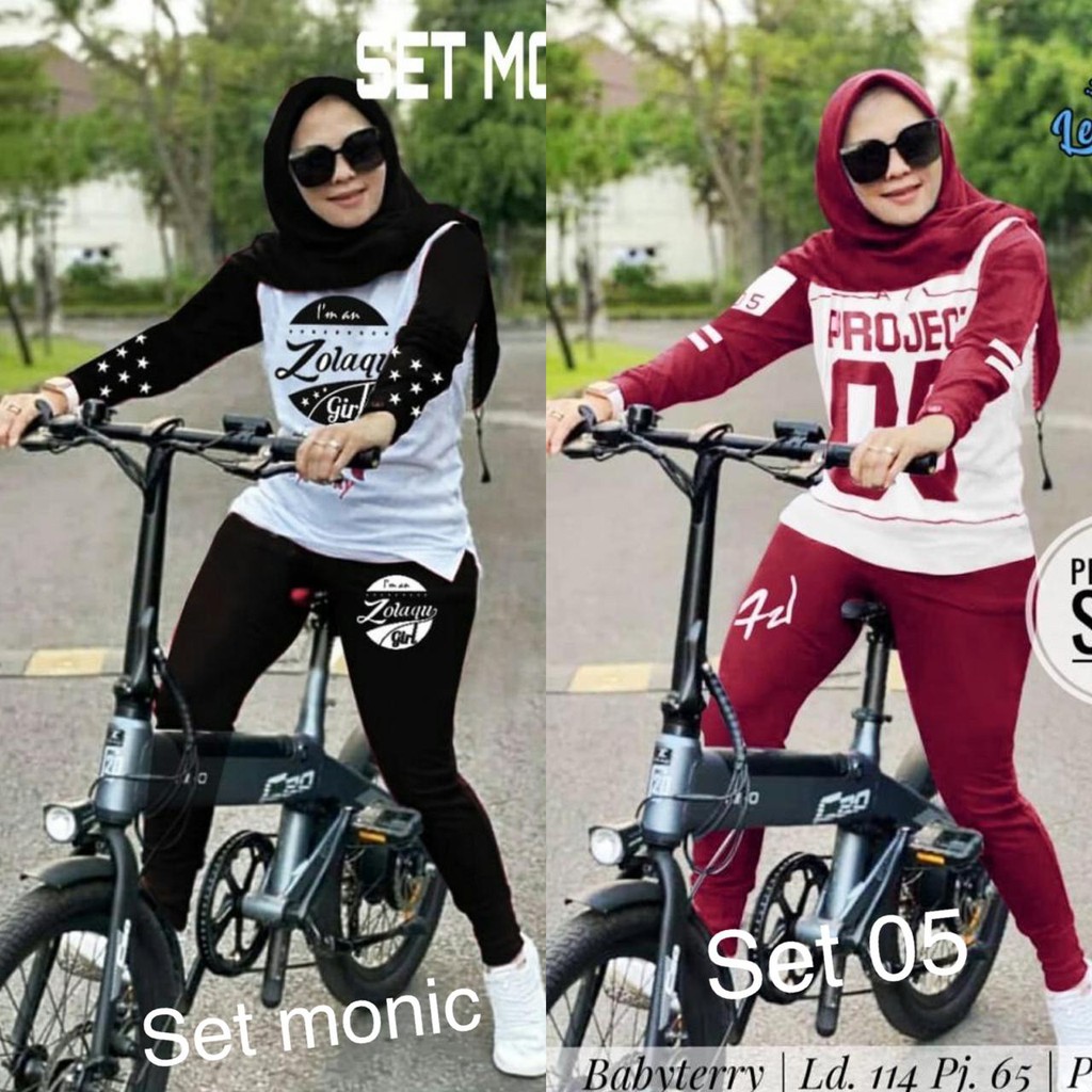 SET MONIC BIKE SIZE XL mF / SETELAN GOWES 05 / TRAINING SET WANITA / PAKAIAN OLAHRAGA SENAM WANITA