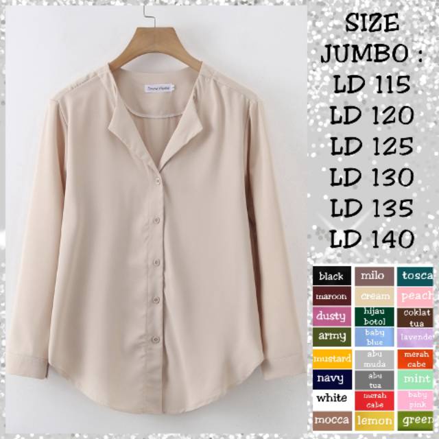 BAJU ATASAN BIG SIZE LD 115/LD 120/LD 125/LD 130/LD 135/LD 140 BUSANA HEM WANITA MODIS KEKINIAN