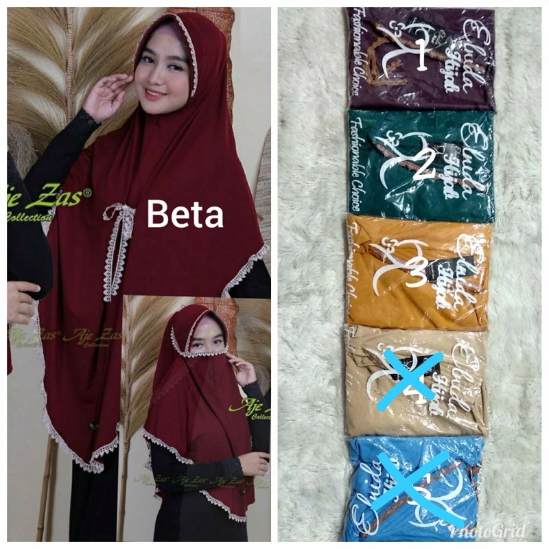 hijab jilbab kerudung khimar beta 3in1 jersi merk elnida