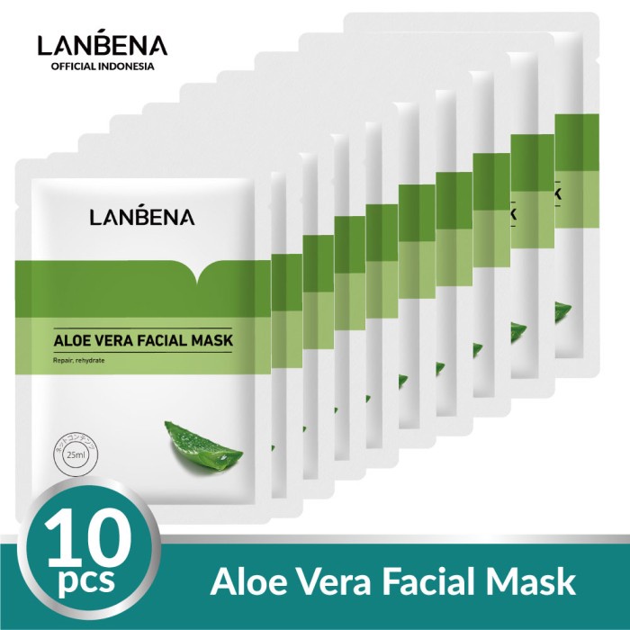 [BPOM] LANBENA SHEET MASK ALOE VERA - MELEMBABKAN (10 PCS)