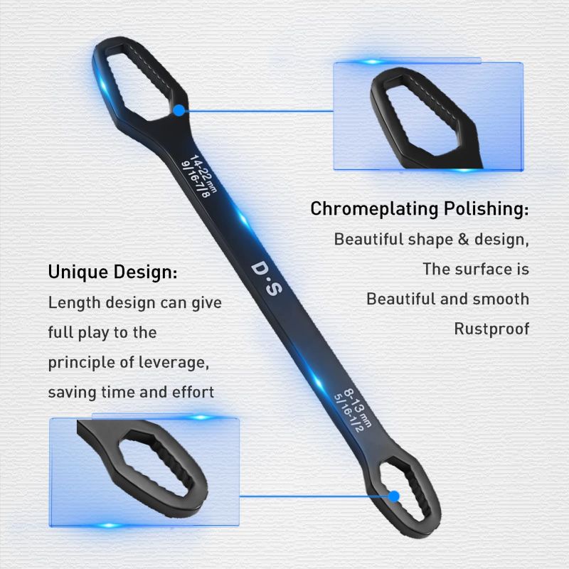 8-22mm Kunci Ring Universal Kunci Ring Adjustable Double Head Wrench Multi Size For Machine Maintenance