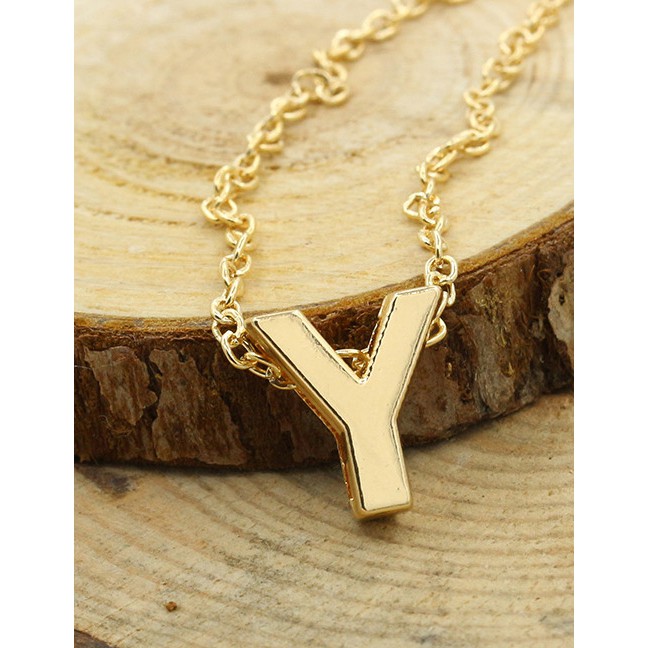 LRC Kalung Fashion Gold Color Letter S-Z Shape Decorated Necklace