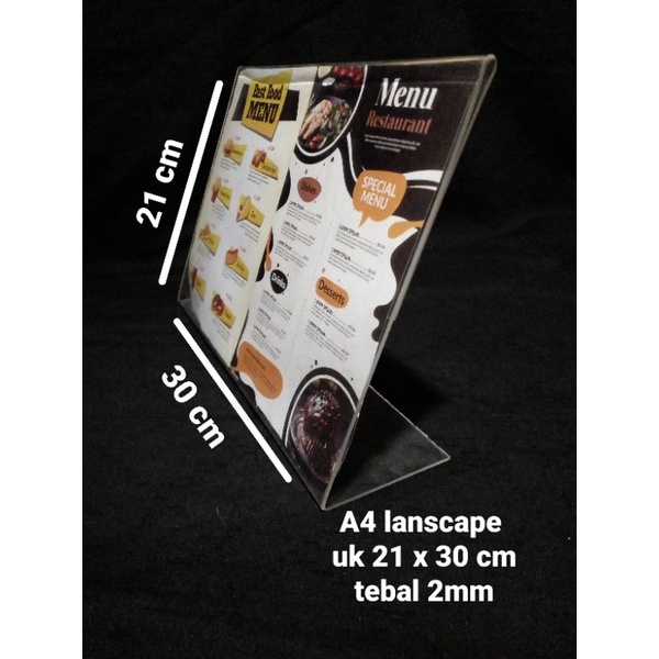 

Akrilik display Tentcard Custom Brosur Uk. A4 Model Landscape L