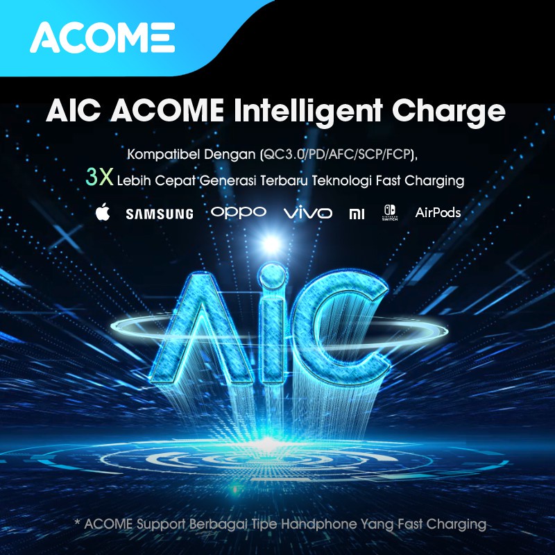 ACOME Charger AC05 Original 20W PD USB-C Multiple Fast Charging Garansi Resmi 1 Tahun