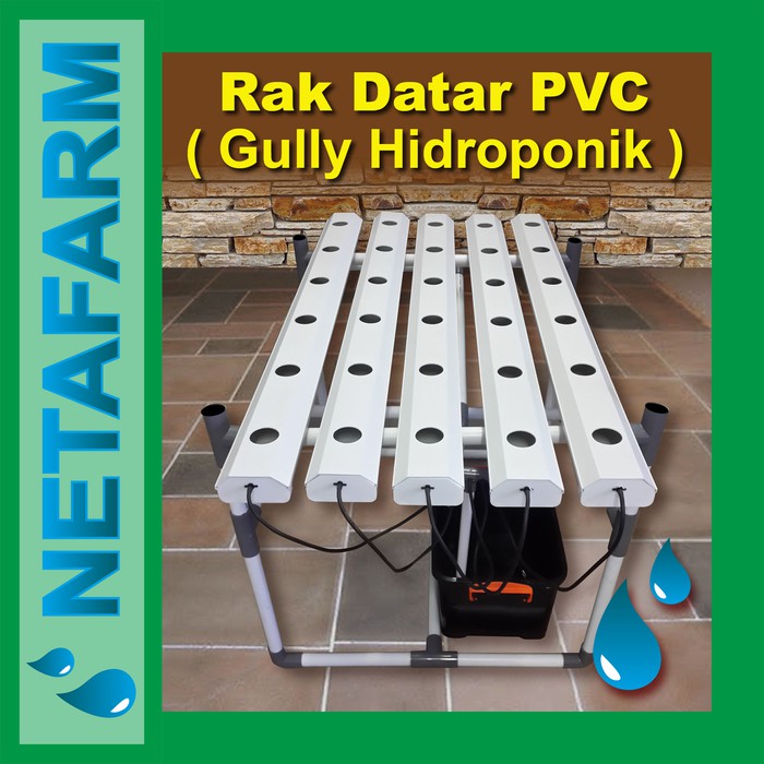 RAK DATAR PVC untuk Gully Hidroponik 30 lubang - RAK SAJA !