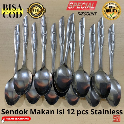 [BISA COD] PROMO Sendok Makan isi 12 Pcs Stainless 898 24gr Berkualitas Murah Ekonomis