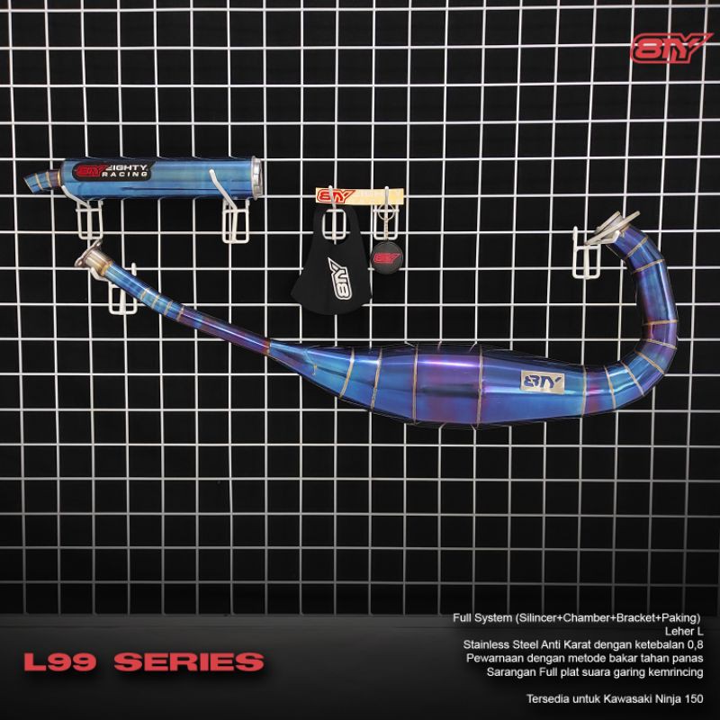 Knalpot Ninja RR R SS Stainless Full Blue Leher L Eighty 8TY