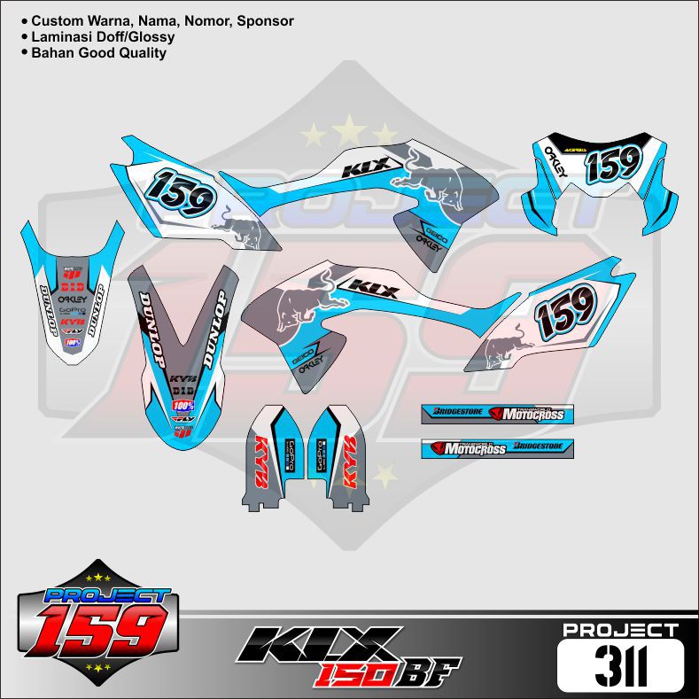 Sticker Decal KLX 150 BF - Project 311 Red Bull Livery