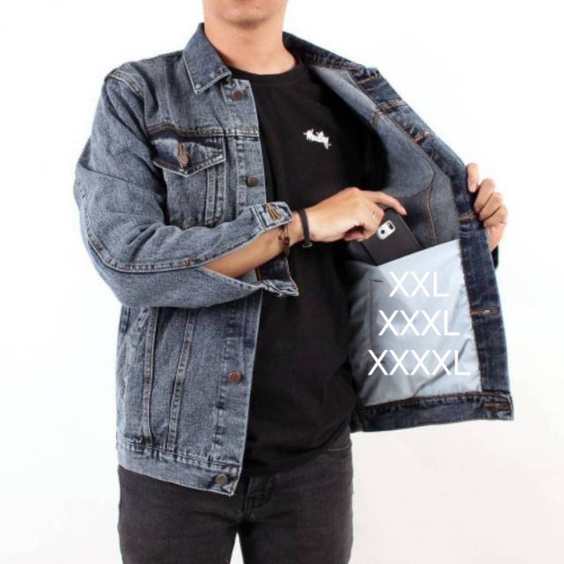 jaket jeans pria size jumbo/ XXL-XXXl