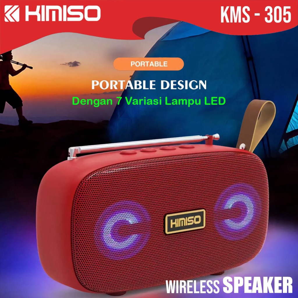 OSpeaker Bluetooh KIMISO KMS 305 Wireless Portabel High Bass Speaker Aktif Kimiso KM305 Stereo Original