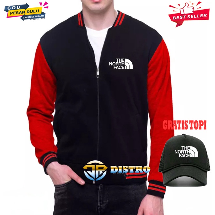 Gratis Topi.. Jaket Baseball TNF Logo Putih Premium Quality Jaket Pria Wanita Distro Cod