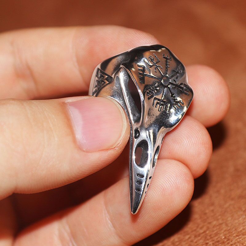 Cincin Desain Tengkorak Burung Gagak Gaya Retro Punk Rock Gothic Untuk Pria