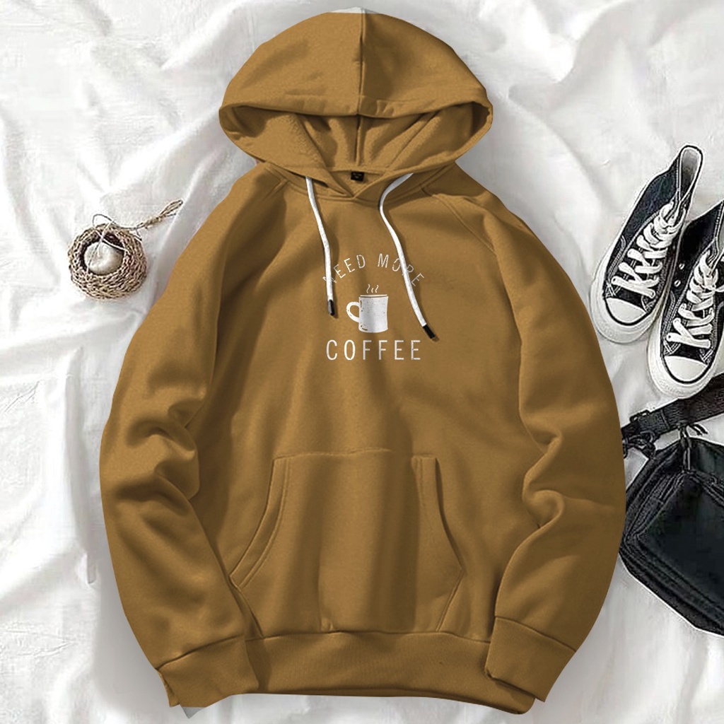 HOODIE UNISEX NEED MORE A CUP OF COFFEE /// JUMPER FLEECE TEBAL KEKINIAN TERBARU''