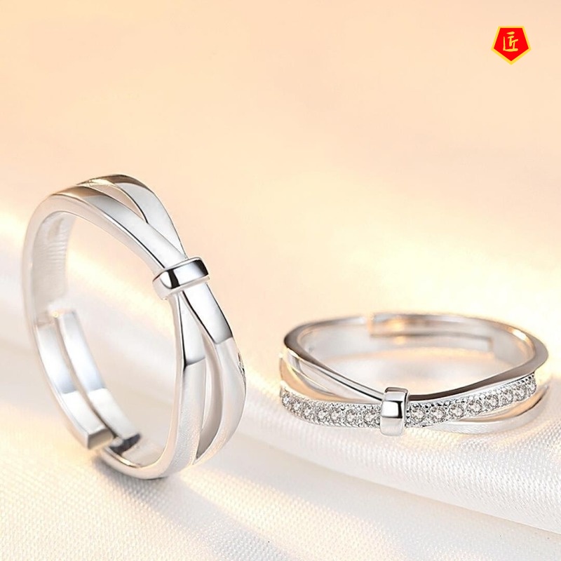 [Ready Stock]925 Silver Bow Couple Rings Creative Korean Version