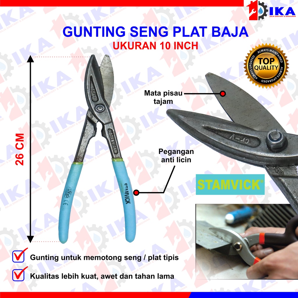 Tang Potong Kawat Baja Ringan-Gunting Plat Seng 8 Inci 10 Inch STAMVICK l Tinman Snip /gunting seng