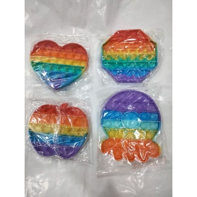 Mainan Pop It Jumbo Rainbow Pelangi Apel Segi 8 Love Murah