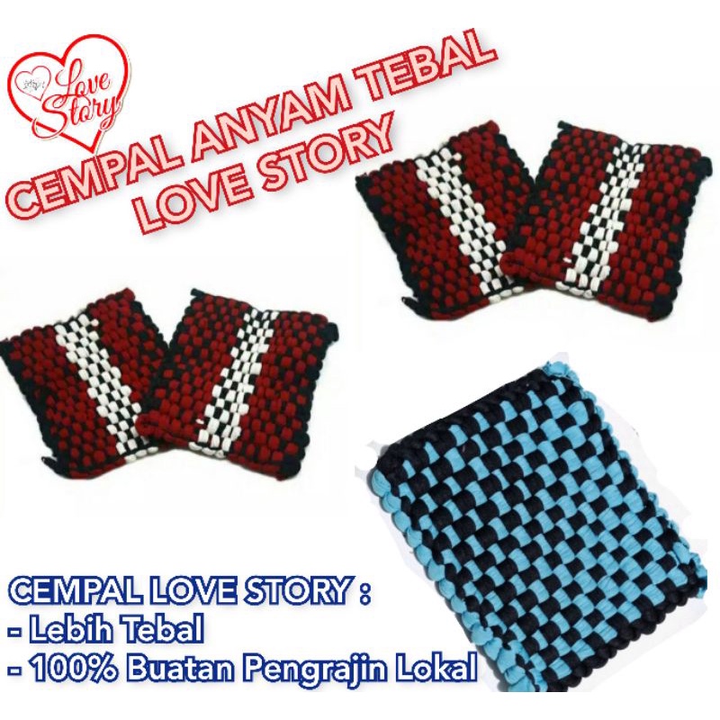 LOVE STORY CEMPAL ANYAM TEBAL ANTI PANAS 15 X 15 CM TATAKAN PANCI / ALAS PANCI