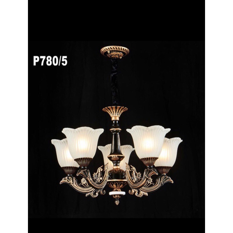 LAMPU GANTUNG HIAS KLASIK RUANG TAMU 5 LAMPU MEWAH