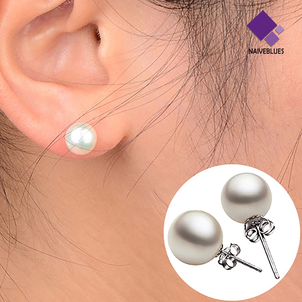 Anting Stud Hias Mutiara Warna Putih Untuk Wanita