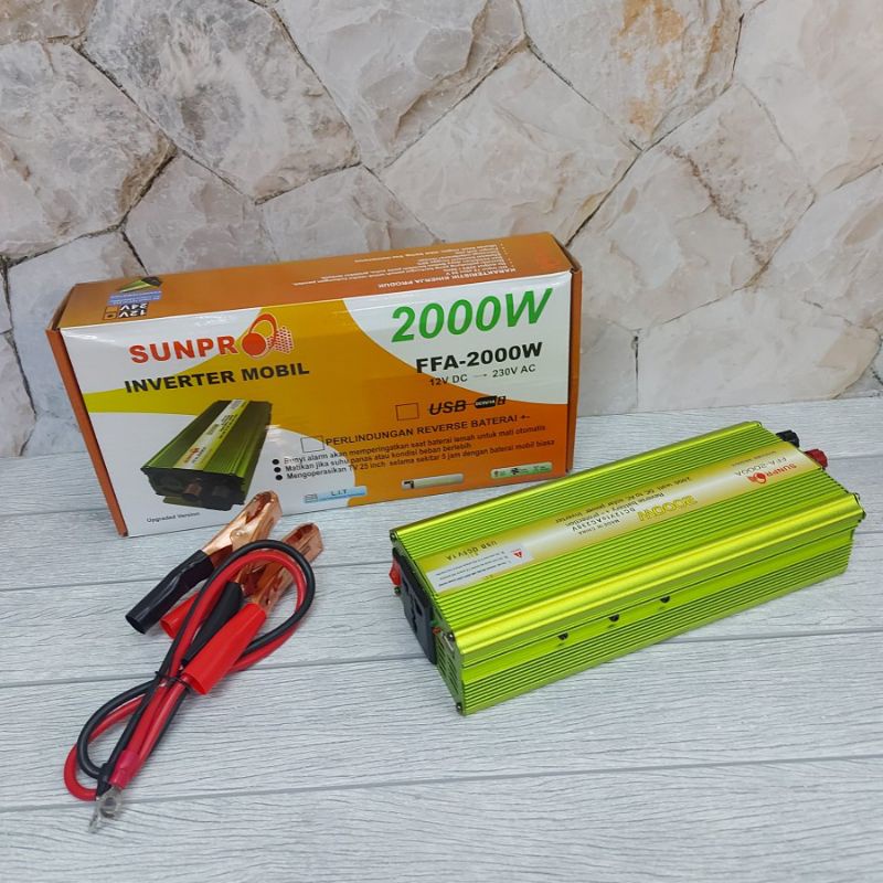 COD POWER INVERTER SUNPRO 2000W 12V - 24V INVERTER MOBIL FFA-2000W 12V DC - 230V AC