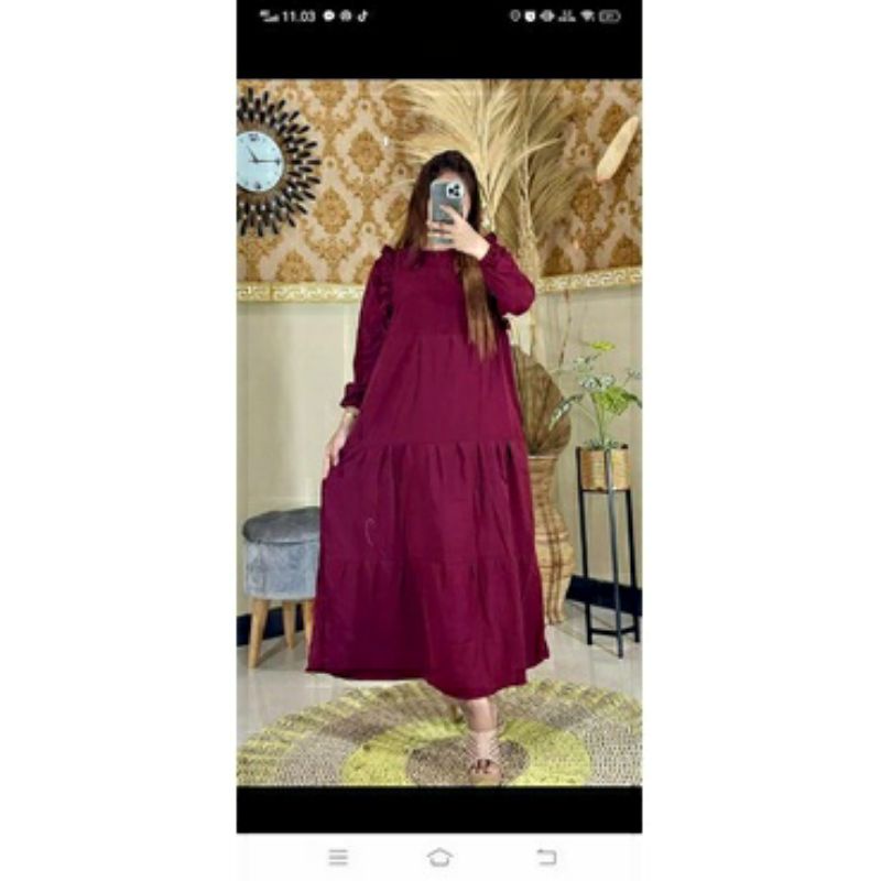 ( PROMO) GAMIS TWILL , TERMURAH DANTERLARIS || GAMIS RAYON MURAH || DASTER MALAMAN-2 POLOS MIDI