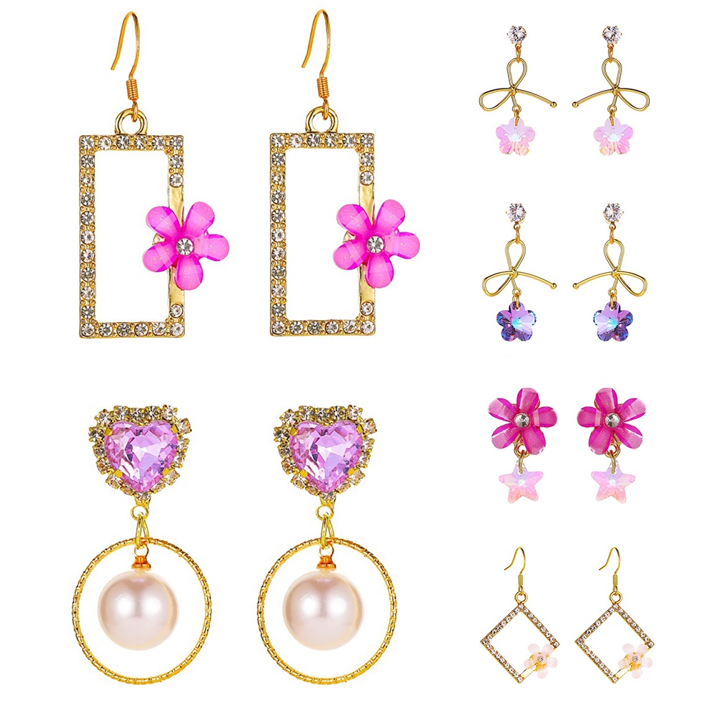 Hu Hu Hu Hu Hu Alat Bantu Pasang Kacamata♡ Anting Tusuk Gantung Panjang Hias Kristal Cubic Zirconia Imitasi Warna Gradasi Elegan Untuk Wanita