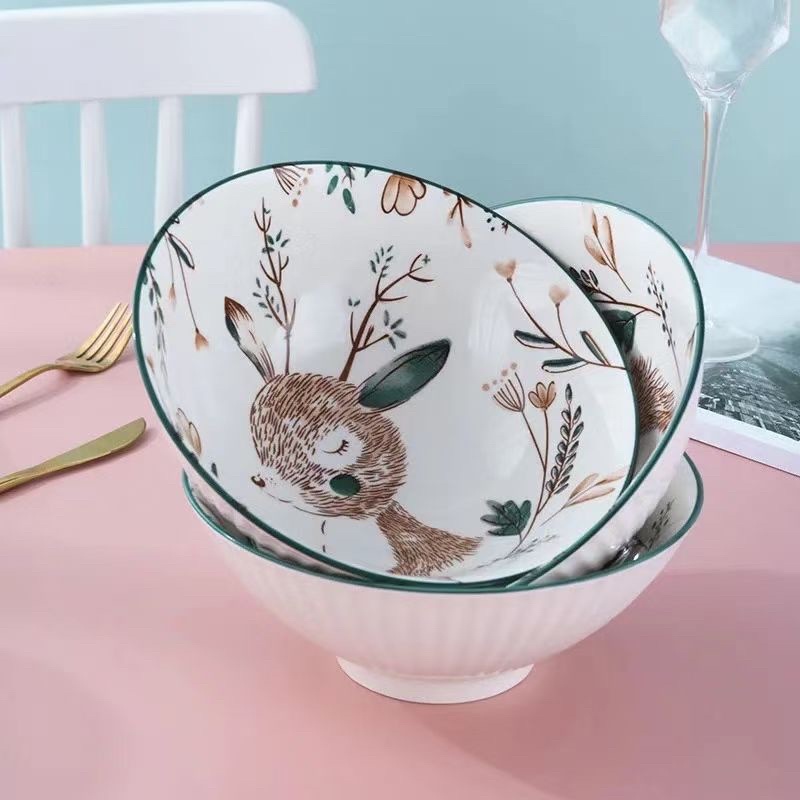 PIRING KERAMIK 8 INCH DEER FOOD PLATE PIRING MAKAN VARIASI MOTIF-4