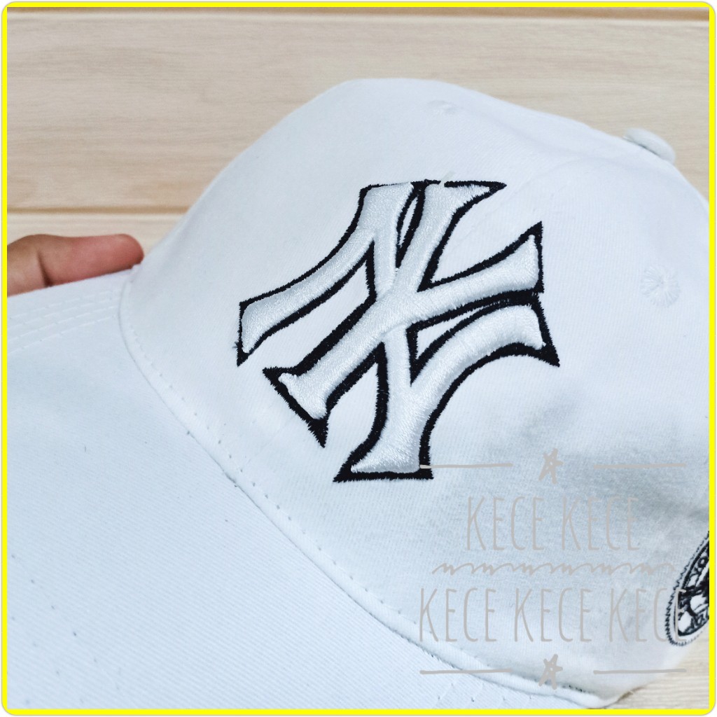 Topi Baseball Putih Logo NY Bordir Kekinian