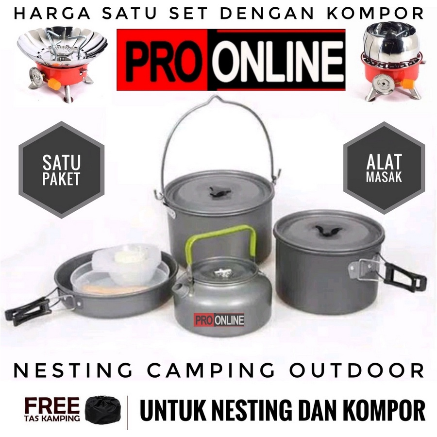 Cooking Set / Cooking set dan kompor kemping outdoor / Alat masak set camping DS 700