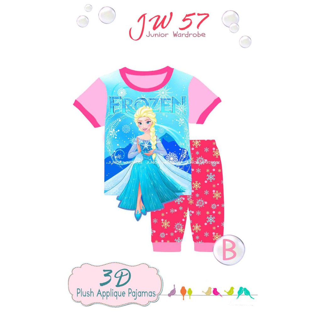 Jw 57b pakaian anak perempuan baju setelan kaos fashion the frozen