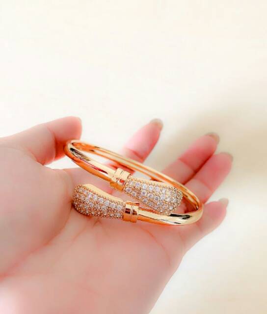 Gelang Wanita Oval Twin Zirconia Gold Xuping