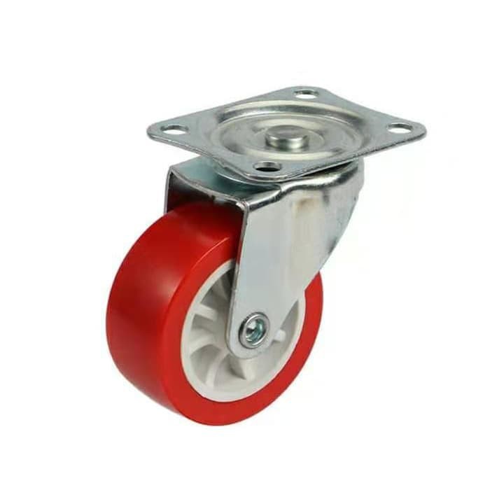  RODA  KASTOR NYLON 2  INCH  MERAH ADA REM RODA  TROLY RODA  