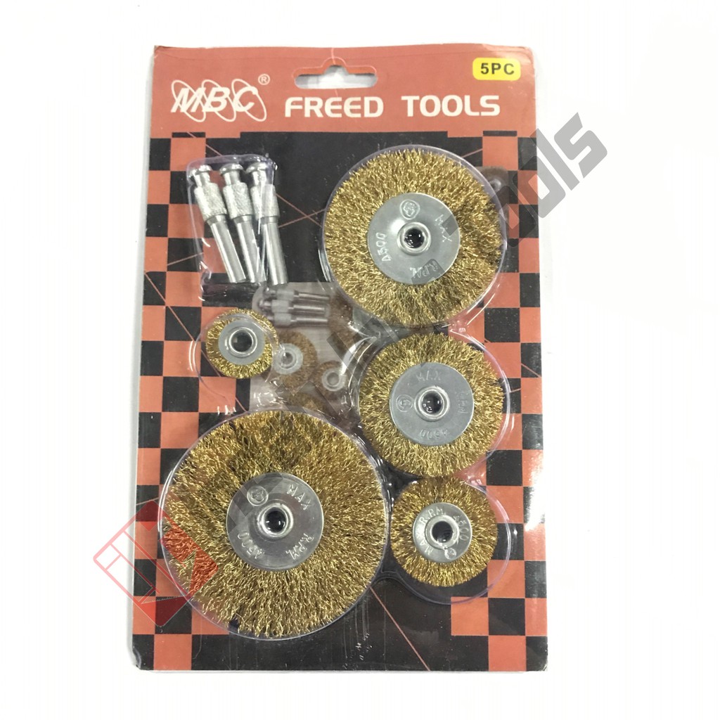 FREED TOOLS Mata Bor Sikat Kawat Set 5 Pcs Sikat Piring