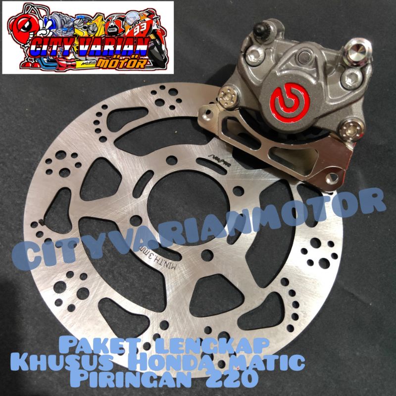 Paket Kaliper Honda Big Logo 2p Piston plus Disk Piringan Cakram Depan Thailand ukuran 220 Honda