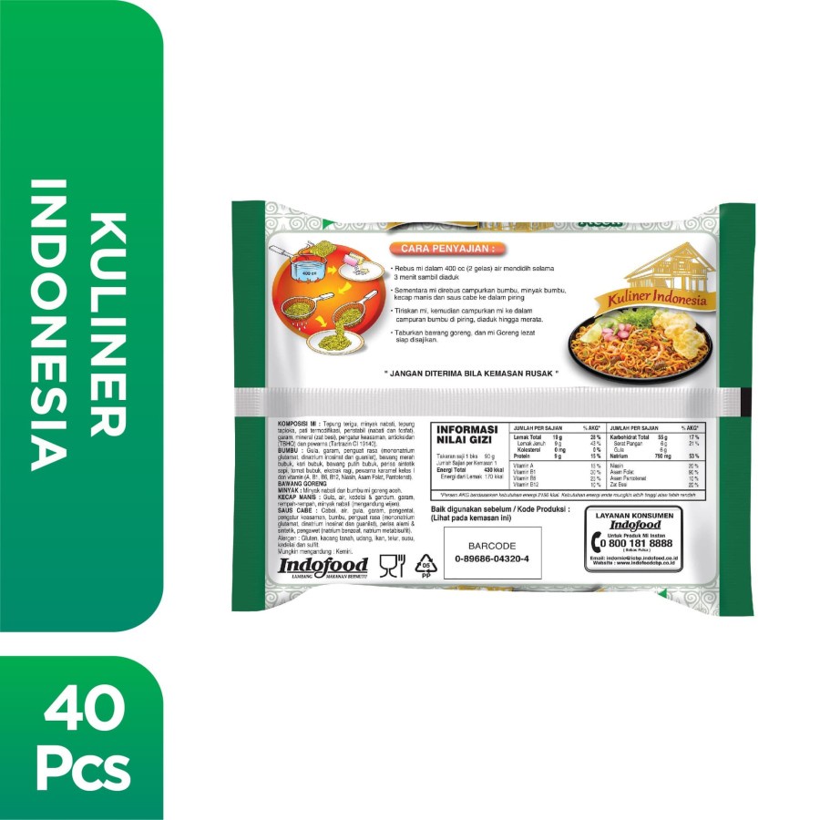 INDOMIE MIE GORENG ACEH 90GR 1 DUS ISI 40 HALAL FRIED NOODLE