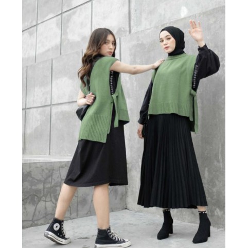 [COD] Rompi Rajut Rompi Tali Wanita Polos Vest Knit Outer / OOTD ROMPI