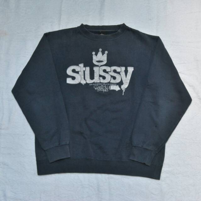 Jaket Sweater Crewneck Stussy Navy Second Original