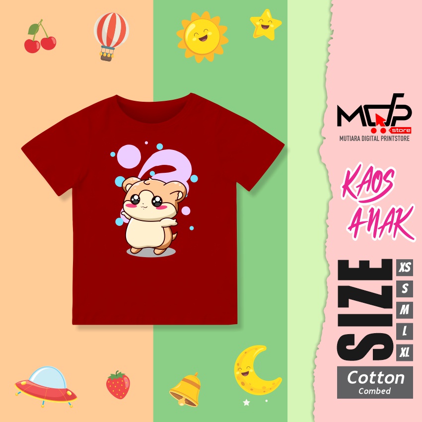 BAJU KAOS ANAK CUTE HAMSTER MDPRINTSTORE