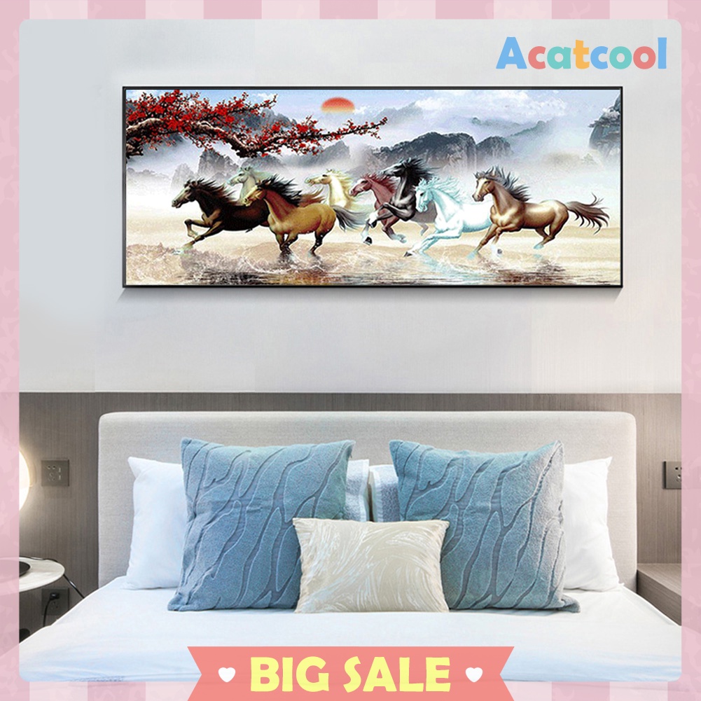 100x50cm Nine Running Horses Diamond Painting Full Round Drill Cross Stitch