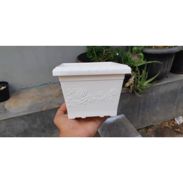 Pot bunga kotak putih SHALLOM 15cm