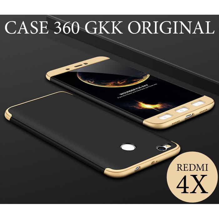 Case 360 GKK Original Xiaomi Redmi 4X / 4X Prime Hitam Lis Gold