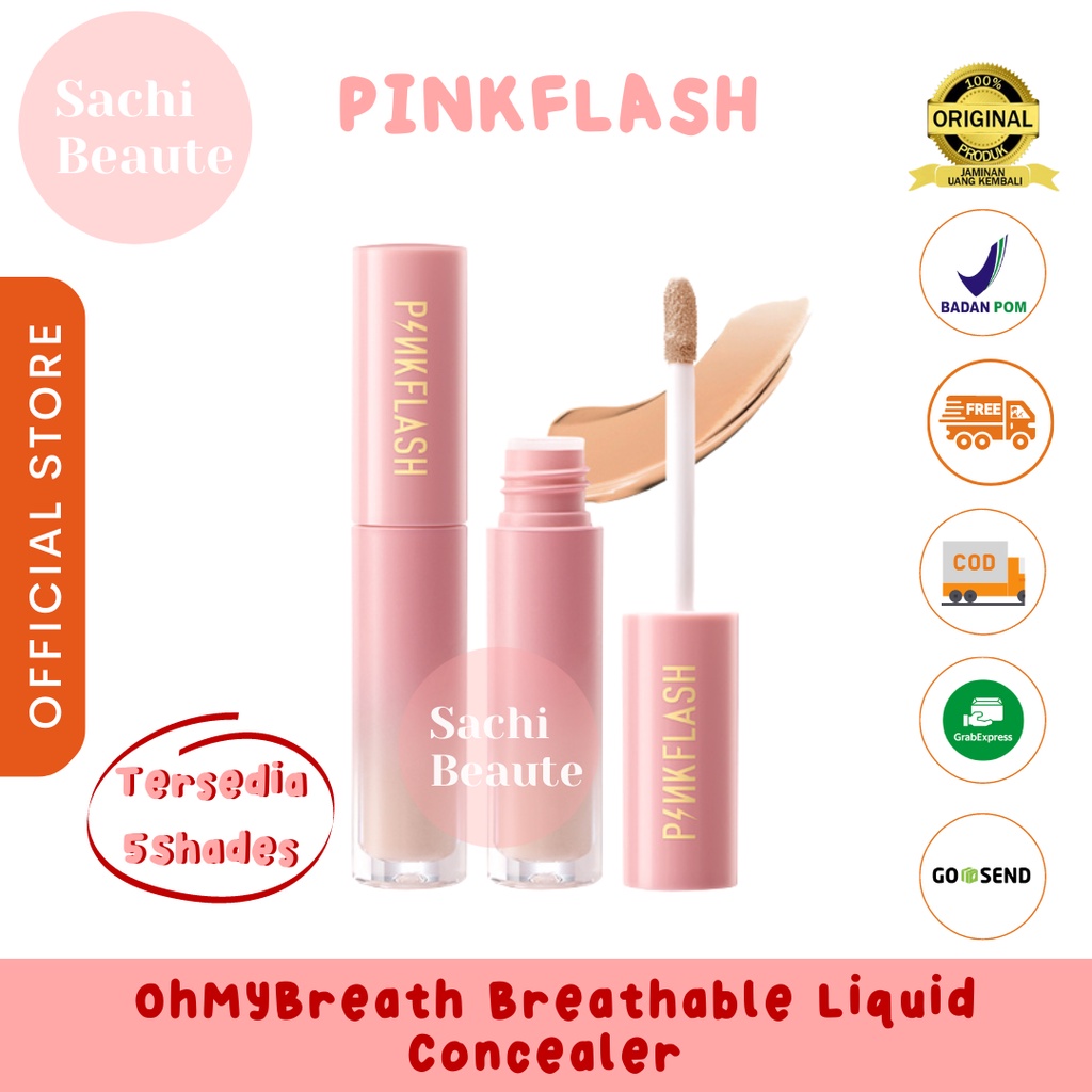 PINKFLASH OhMyBreath Breathable Liquid Concealer Tahan Lama Matte 5 Colors Concealer PinkFLASH