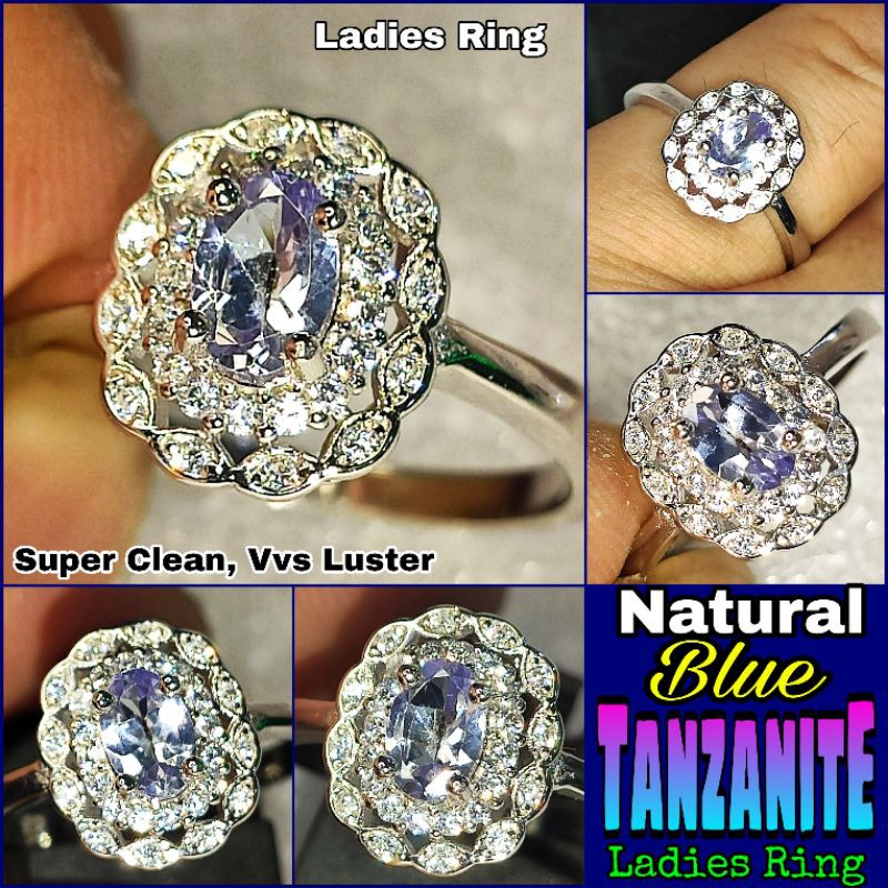 NATURAL BLUE TANZANITE HQ RING LADIES MEMO Bkn Sapphire Yellow Star Zamrud Colombia Safir