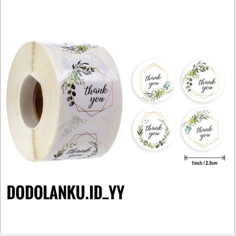 

[100pcs] Stiker Label Thank You Green