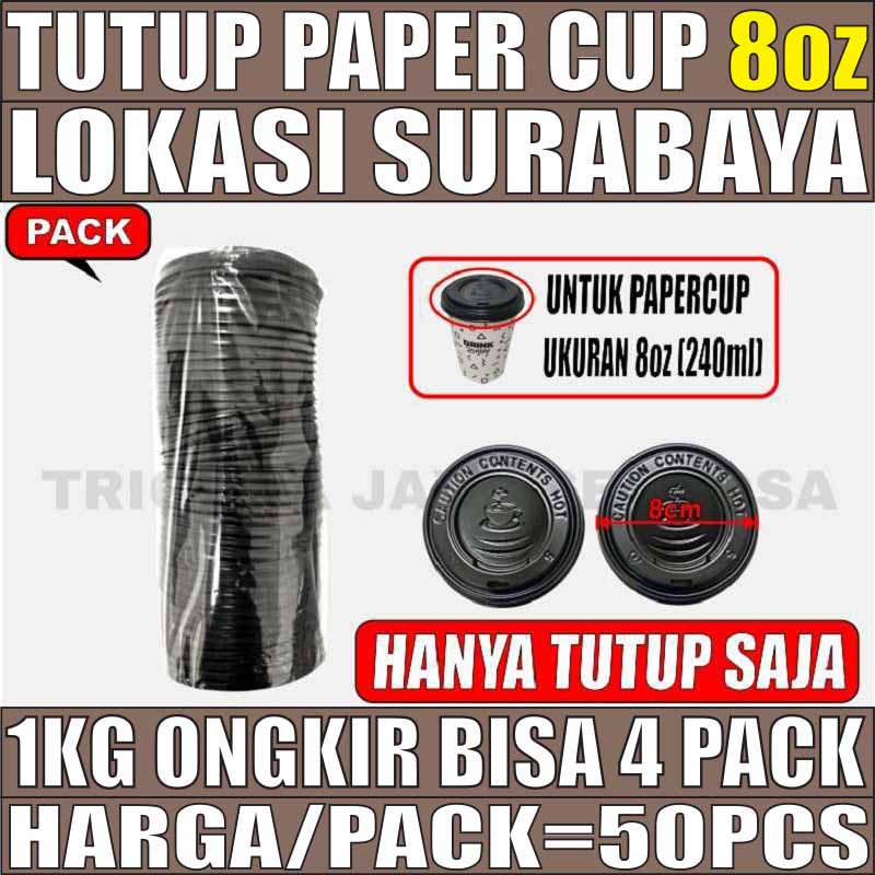 Tutup paper cup 8 oz Pack 50pcs hny lid gelas kertas kopi 8oz tahan panas 240ml Coffee Tea Surabaya