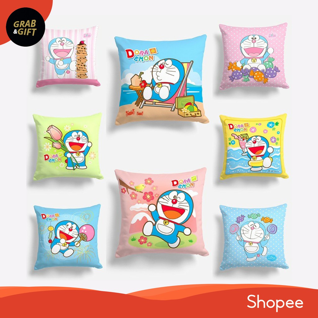 Bantal Sofa Doraemon Colorful 40x40 Pink Blue Cushion Pillow